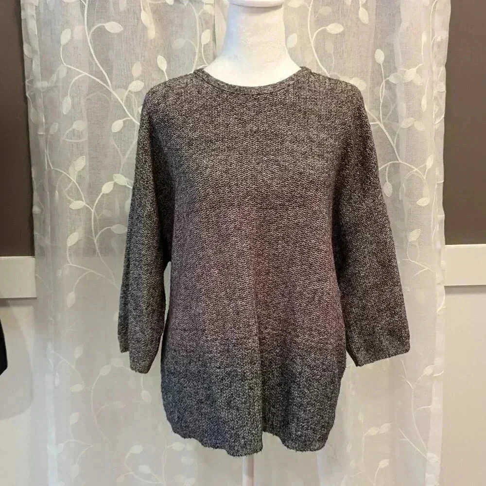 J.Jill Purple Heather Knit Sweater 3/4 Sleeves, Ombre, Size S